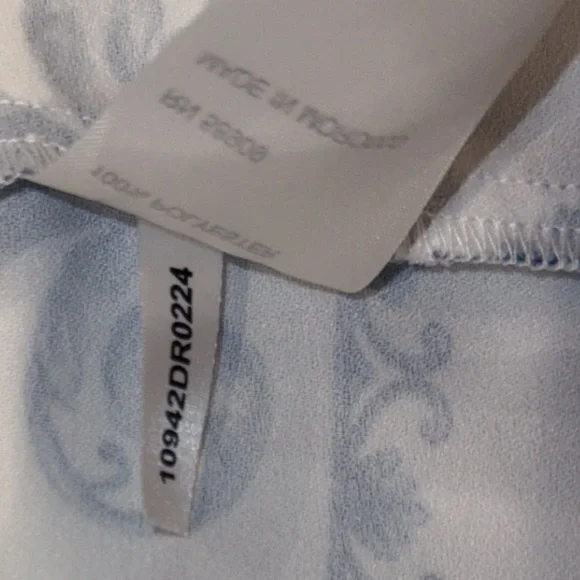 Alex Marie Wren Flor Blue Chinoiserie Scroll Mini Dress tie belt size 8 medium - Picture 9 of 12